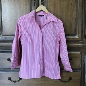 Lands’ End Pink Striped Blouse